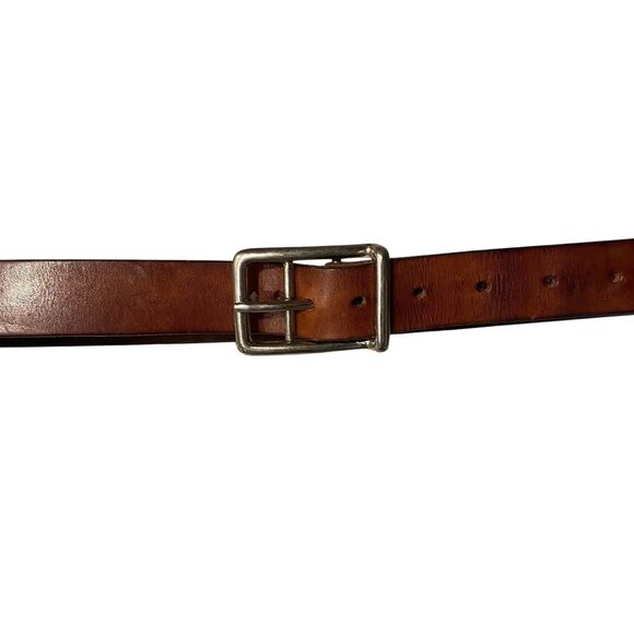 POLO RALPH LAUREN Brown Leather Dress Belt Classic Basic Silver Buckle Men's 36 - Picture 2 of 7